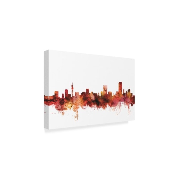 Michael Tompsett 'Pretoria South Africa Skyline Red' Canvas Art,30x47